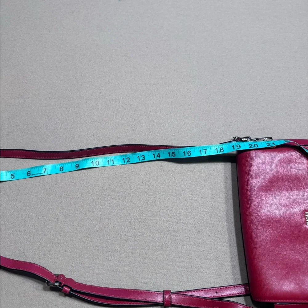 DKNY Sutton Red Leather Bryant Flap Crossbody